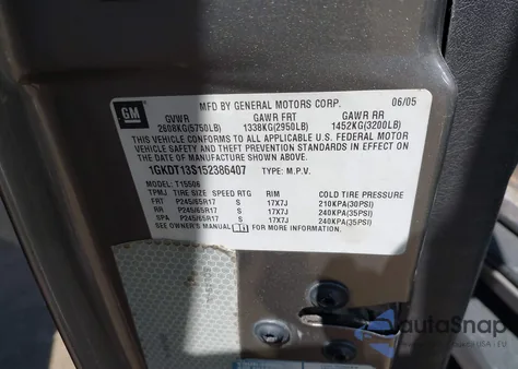 2005 GMC Envoy Slt z USA, uszkodzony, nr VIN 1GKDT13S152386407